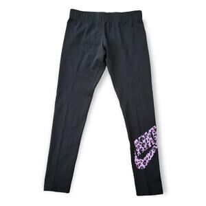 Nike Girls favorite leggings in black/purple leopard print logo Size XS